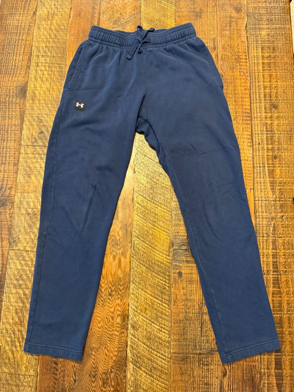 Under Armour Men’s Navy Blue Sweatpants Size M Drawstring Open Hem Athletic Pant